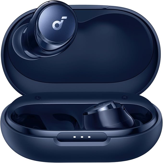 soundcore by Anker Space A40 Auto-Adjustable Active Noise Cancelling Wireless Earbuds, Reduce Noise by Up to 98%, 50H Playtime, Hi-Res Sound, Comfortable Fit, App Customization, Wireless Charge (Blue)
