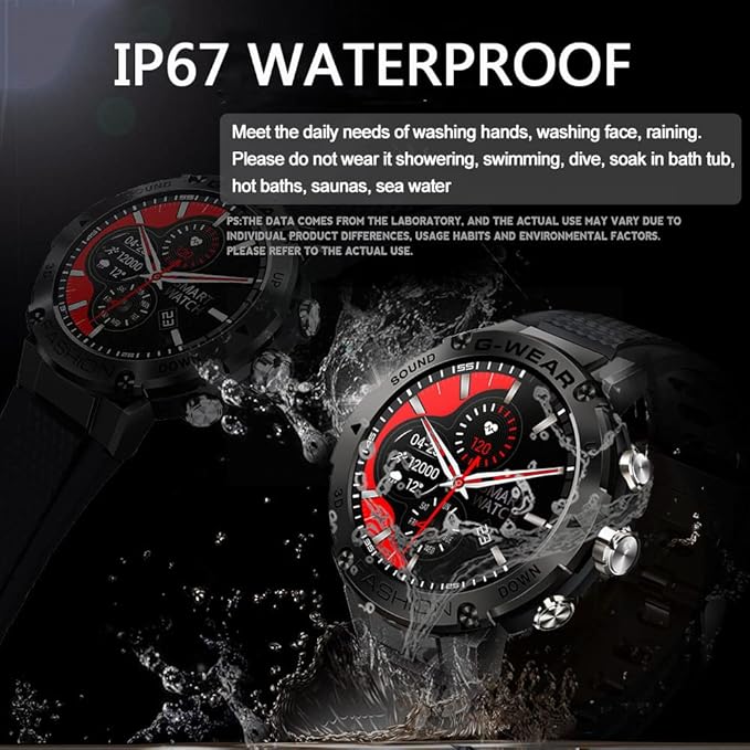 Military Smart Watch for Men Text&Call, 1.32'' AMOLED Fitness Tracker Watch Multi Sports Modes/Blood Pressure/SpO2/Heart Rate Monitor/IP68 Waterproof, Outdoors Sport Smartwatch for Android iOS