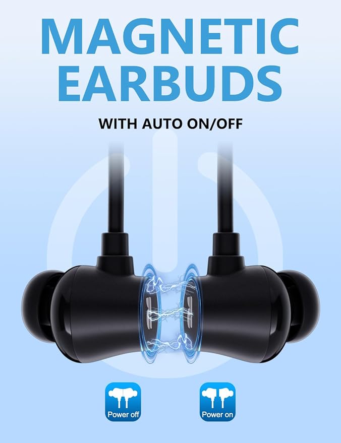 Active Noise Cancelling Headphones, Wireless V5.3 Bluetooth Headphones with 3 AI Mics ENC, in-Ear Magnetic Neckband Earbuds 60Hrs Playtime,IPX6 Sweatproof ANC Headsets for Travel Home Office