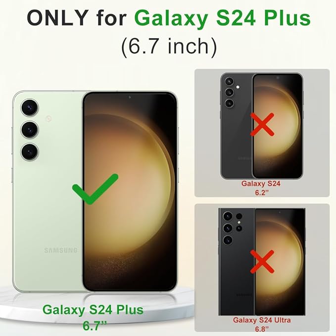 Magnetic Case for Samsung Galaxy S24+ Plus 5G, Color Match Cover [Compatible with Magsafe] [Military Drop Protection] Anti-Slip Soft TPU Edge Phone Case for Galaxy S24 Plus (Black/Orange)