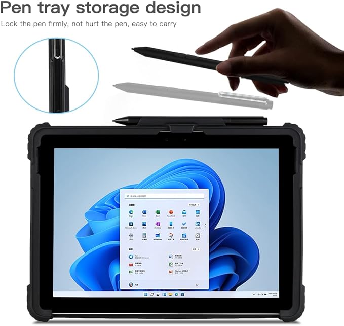 Clear Case for Surface Pro 7+/Pro 7/Pro 6/Pro 5/Pro 4 12.3 inch with Pen Holder, Heavy Duty Shockproof Rugged Case for Surface Pro 7/6/5/4 with Kickstand and Hand/Shoulder Strap