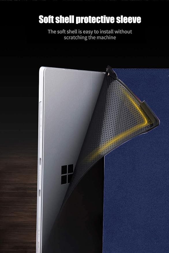 for Microsoft Surface Pro 8 13 inch Case 2021 Genuine Leather Cover Protective Shell Compatible with Type Cover Keyboard and Pencil Holder.Blue