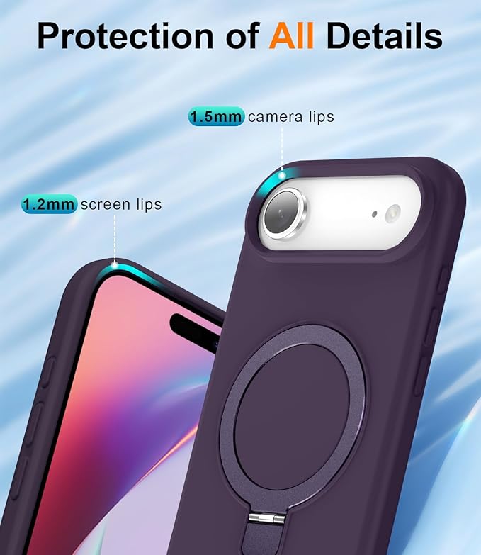 ZHK Liquid Silicone Designed for iPhone Air Case with Magnet Stand, [Precise Camera Lens Protection][Mil-Grade Drop Shockproof][Soft Anti-Scratch Microfiber Lining] Slim Fit Cover, Purple