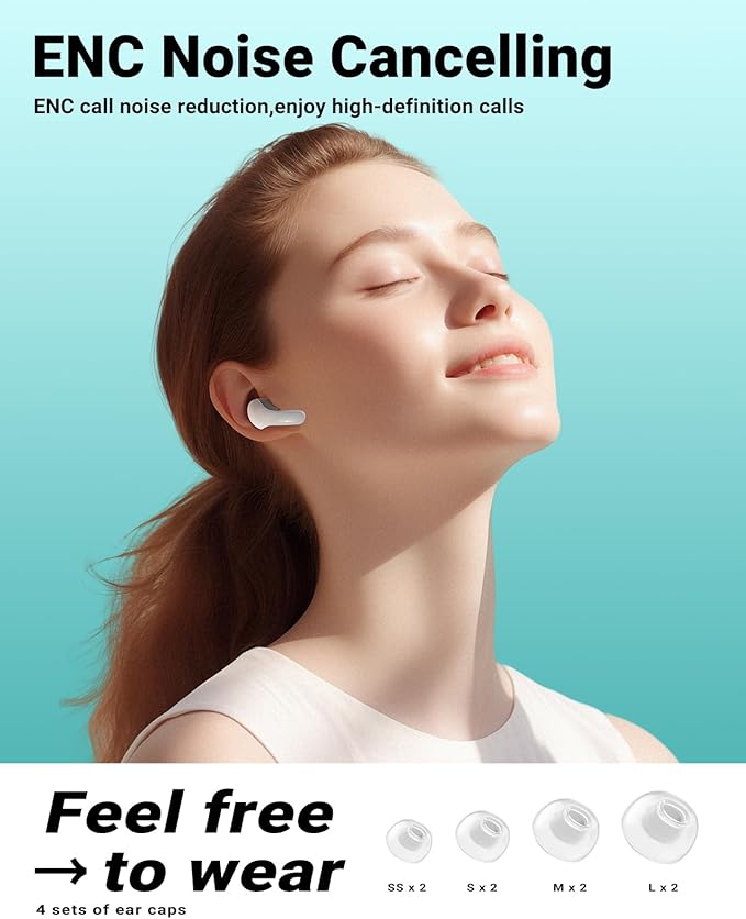 ACEFAST T9 Bluetooth Earphones True Wireless Earbuds 5.3 Headphones with ENC Noise Canceling Earbuds 30h Playback LED Power Display Built in Mic Headphones with IPX4 Waterproof for Sports White