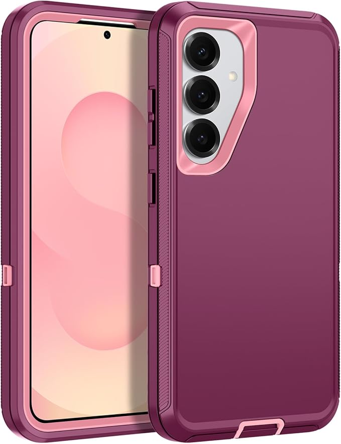 for Samsung Galaxy S25 Plus Case Heavy Duty Protective Shockproof Dropproof 3-Layer Full Body Protection [Without Screen Protector] Tough Rugged Case for Galaxy S25 Plus,Purple/Pink