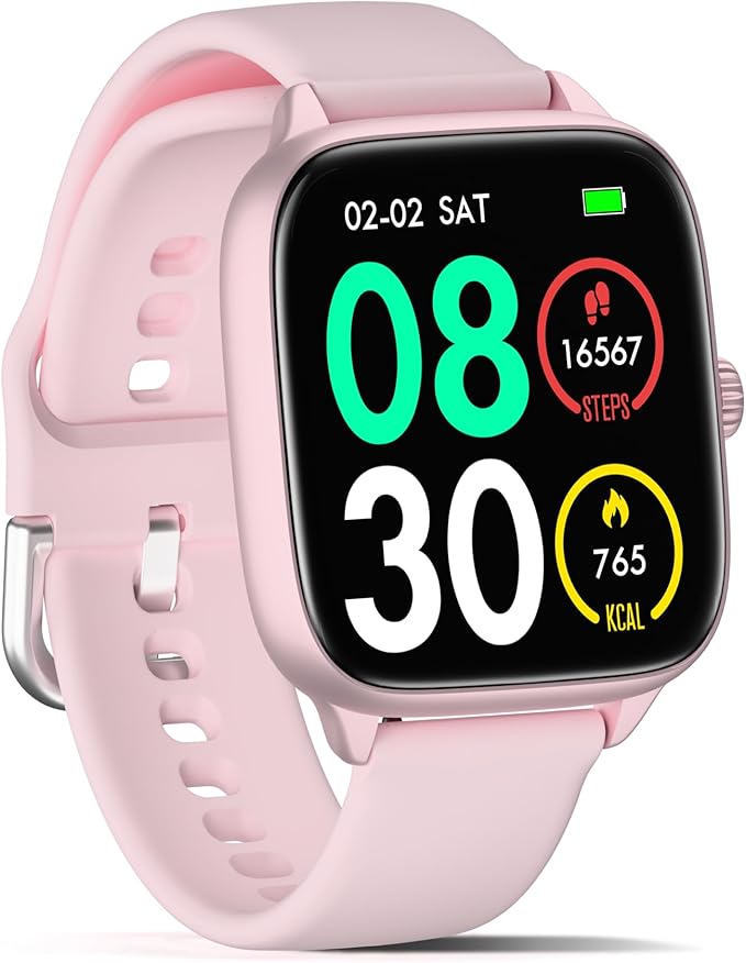 Health Fitness Tracker (Answer/Make Calls), Smart Watch with 24/7 Heart Rate Monitor, Activity Tracker with Blood Pressure, Blood Oxygen, 120+ Sport Modes Sleep Tracker for Women Men (Pink)
