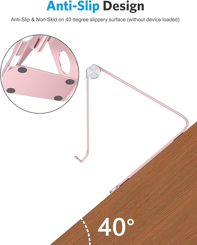 OMOTON Tablet Stand Holder Adjustable, T1 Desktop Aluminum Tablet Dock Cradle Compatible with iPad Air/Mini/Pro 11/12.9, iPad 10.2/9.7, Samsung Tab and More, Rose Gold