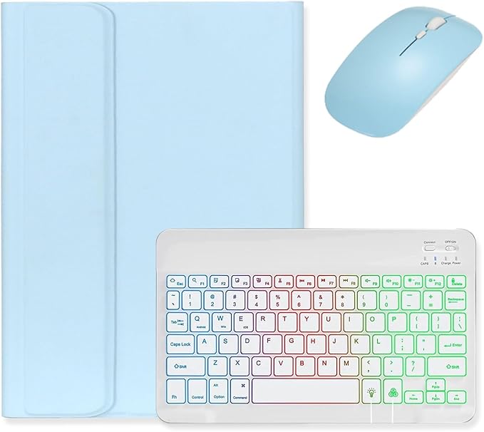 Backlit Keyboard for Galaxy Tab A9+ / A9 Plus 11 inch 2023 Tablet SM-X210/X216/X218 Keyboard Case with Mouse, Detachable Backlight Color Keyboard Case,Light Blue