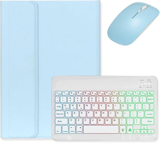 Backlit Keyboard for Galaxy Tab A9+ / A9 Plus 11 inch 2023 Tablet SM-X210/X216/X218 Keyboard Case with Mouse, Detachable Backlight Color Keyboard Case,Light Blue