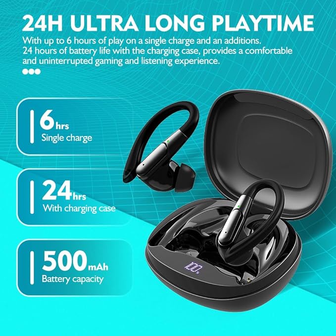 APEKX True Wireless in-Ear Bluetooth Earbuds - Effortlessly Switch Between Daily and Sports wear, Compatible with iPhone and Android, Perfect for Gym, Sports, Running and Gaming - Black