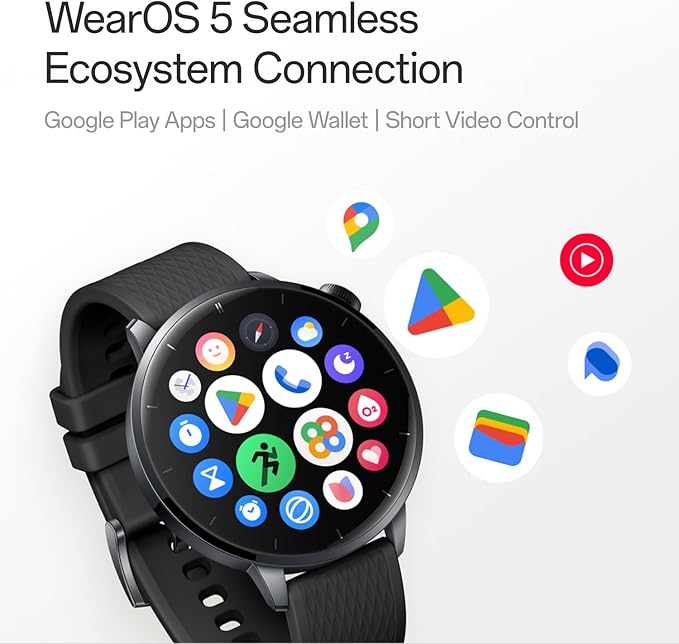 OnePlus Watch 3 43mm Black Steel, WearOS, Black Steel, 32GB Storage, 60h Battery Life, Bluetooth, GPS Navigation, Round Face, 1.32-Inch Display