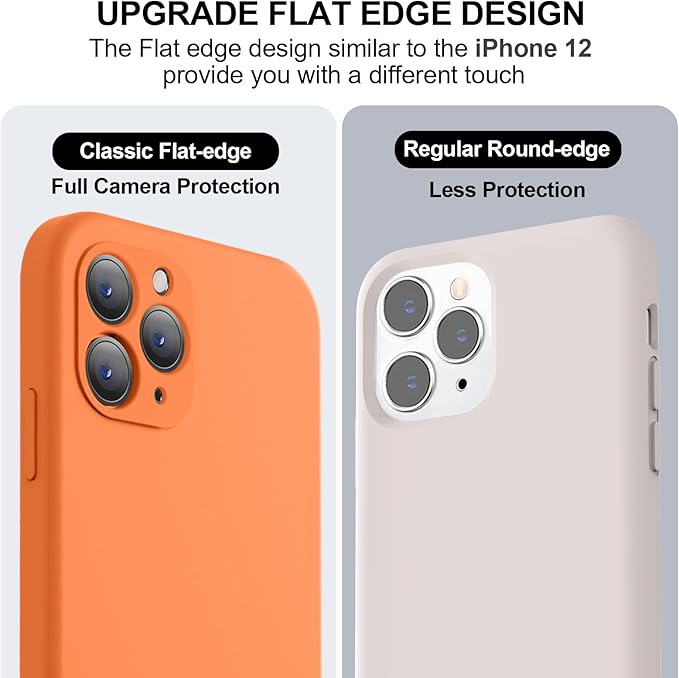 Vooii Compatible with iPhone 11 Pro Max Case, Upgraded Liquid Silicone with [Flat Edges] [Camera Protection] [Soft Anti-Scratch Microfiber Lining] Phone Case for iPhone 11 Pro Max - Bright Orange