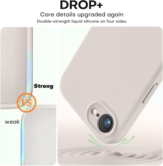 Vooii Compatible with iPhone 16e Case, Liquid Silicone Upgrade [Camera Protection] [Soft Anti-Scratch Microfiber Lining] Shockproof Phone Case for iPhone 16e 6.1 inch - Stone