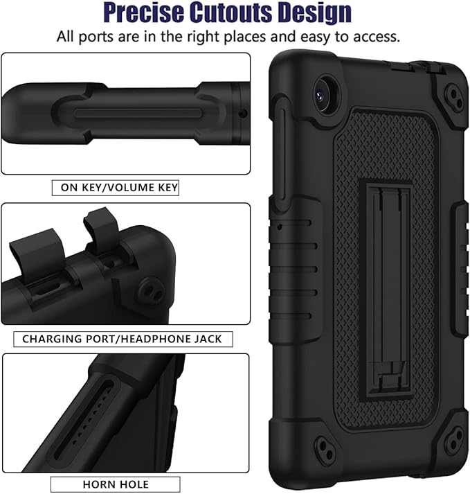 for TCL Tab 8 LE Tablet Case,Shoulder Strap Soft Silicone&Hard Back Shockproof Kids Friendly Case for TCL Tab 8 LE/TCL Tab 8 WiFi/TCL TAB 8V/TCL Tab 8 SE/TCL Tab 8 Plus 8 Inch(Black/Black)