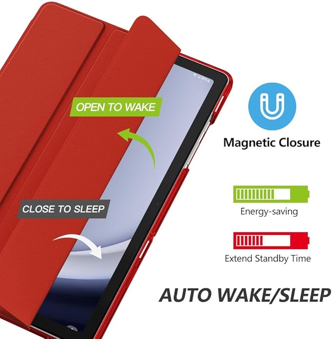 MoKo Case for Galaxy Tab A9+/A9 Plus 11 inch 2023, Slim Stand Protective Smart Cover with Hard PC Translucent Back Shell for Tab A9 Plus Tablet (SM-X210/X216/X218), Auto Wake/Sleep, Red