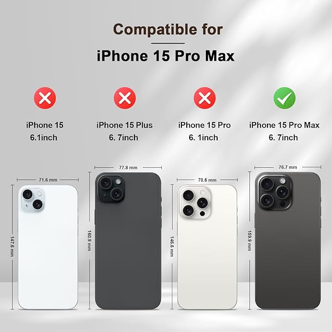 Jasonyu Flip Wallet Case for iPhone 15 Pro Max,Leather Magnetic Folio Cover with Card Holder,Kickstand - TPU Shockproof Durable Protective Phone Case,Brown