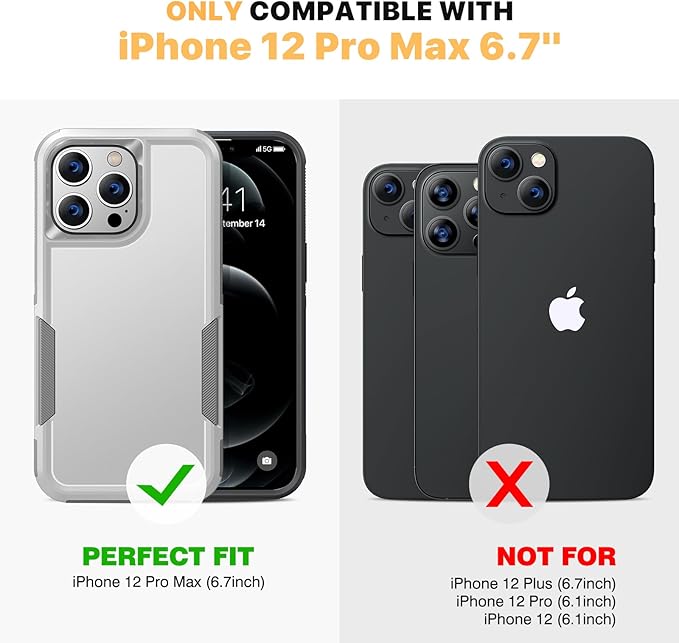 Diaclara Designed for iPhone 12 Pro Max Case, [with Privacy Screen Protector] [Anti Spy] [Military Grade Drop Protection] Heavy Duty Full-Body Shockproof Phone Case, White