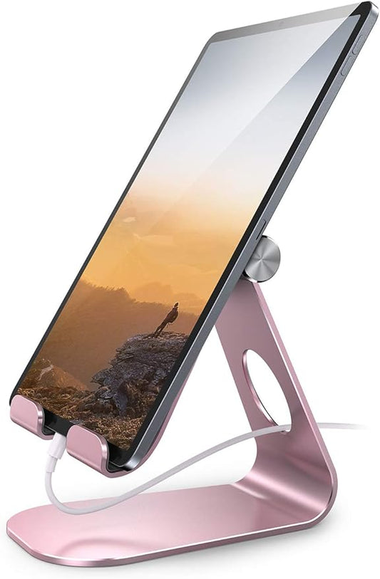Lamicall Tablet Stand, Adjustable Tablet Holder - Desktop Stand Dock Holder Compatible with 4-13" Tablets Such as iPad Pro 11, 9.7, 10.5, 12.9 Air Mini, Kindle, Tab, iPhone Air 17 Pro Max, Rose Gold