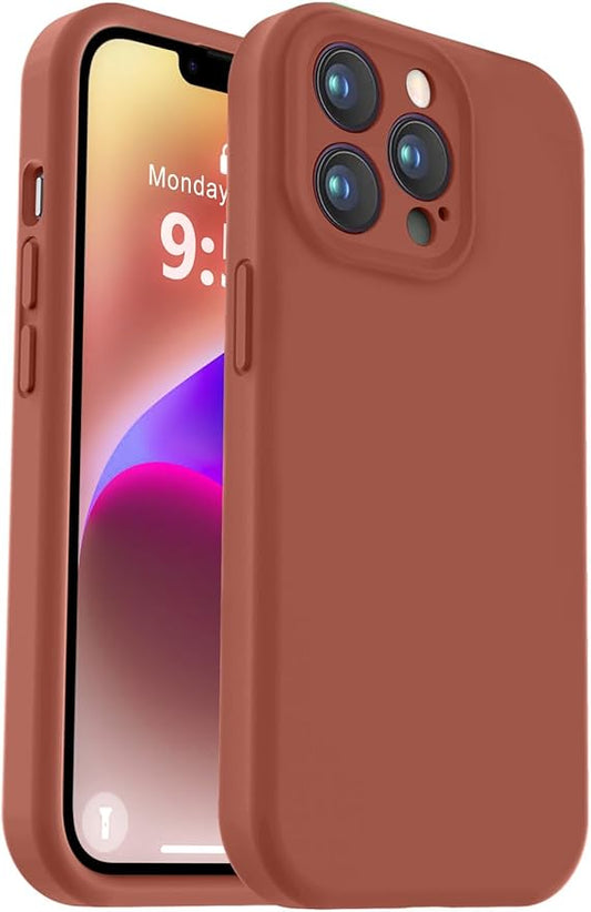 Vooii Compatible with iPhone 13 Pro Max Case, Liquid Silicone Upgrade [Camera Protection] [Soft Anti-Scratch Microfiber Lining] Shockproof Phone Case for iPhone 13 Pro Max 6.7 inch - Caramel