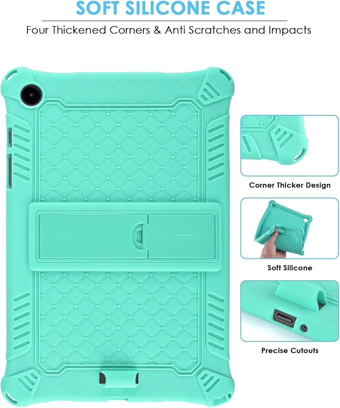 DETUOSI Compatible with Samsung Galaxy Tab A9 Plus Case 11 inch 2023, with Shoulder Strap & Stylus Pen, Soft Silicone Multi-Angle Case for Galaxy Tab A9+ Tablet SM-X210/X216/X218, Mint Green