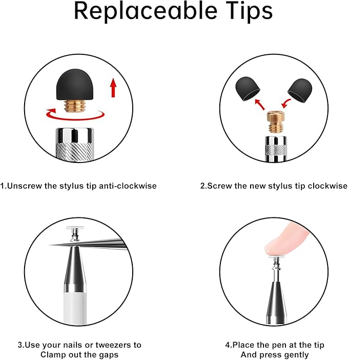 Bopomofo Stylus (5 Pcs), 2-in-1 Stylus Pen for Touchscreen, High Precision and Sensitivity, Suitable for iPhone/ipad/Android Tablets, Compatible with All Touch Screens,White