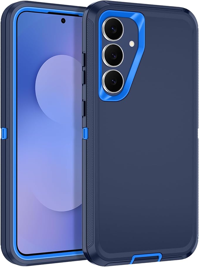 for Samsung Galaxy S25 FE Case Heavy Duty Protective Shockproof Dropproof 3-Layer Full Body Protection [Without Screen Protector] Tough Rugged Case for Galaxy S25 FE,Navy Blue