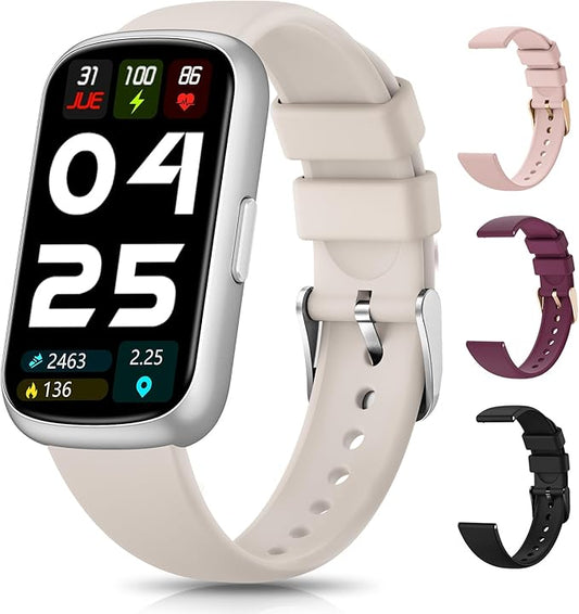 Fitness Trackers for Women/Men, Smart Watches for Women with Sport Activity Tracker, Fitness Watch with Heart Rate, Blood Oxygen Monitor, Sleep Tracker, IP68 Android Smart Watch with 4 Straps, Gift