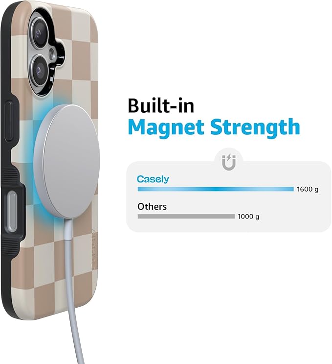 Casely iPhone 17 Case | Fit Check | Neutral Checkerboard | Compatible with MagSafe | Bold Protective Design