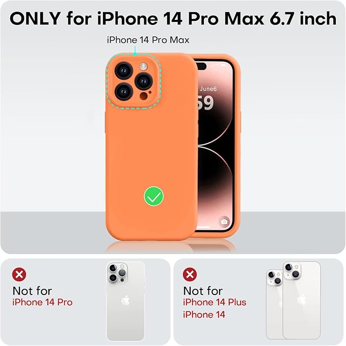 Vooii Compatible with iPhone 14 Pro Max Case, Liquid Silicone Upgrade [Camera Protection] [Soft Anti-Scratch Microfiber Lining] Shockproof Phone Case for iPhone 14 Pro Max 6.7 inch - Bright Orange