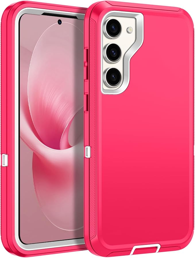 for Samsung Galaxy S23 Case Heavy Duty Protective Shockproof Dropproof 3-Layer Full Body Protection [Without Screen Protector] Tough Rugged Case for Galaxy S23,Pink/White