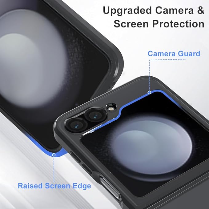 for Samsung Galaxy Z Flip 5 Case, Ultra Slim Flip 5 Case, Anti-Scratch Anti-Yellowing PC Back Cover & TPU Hinge Connectors Shockproof Protective Phone Case for Samsung Z Flip5 5G (Black)