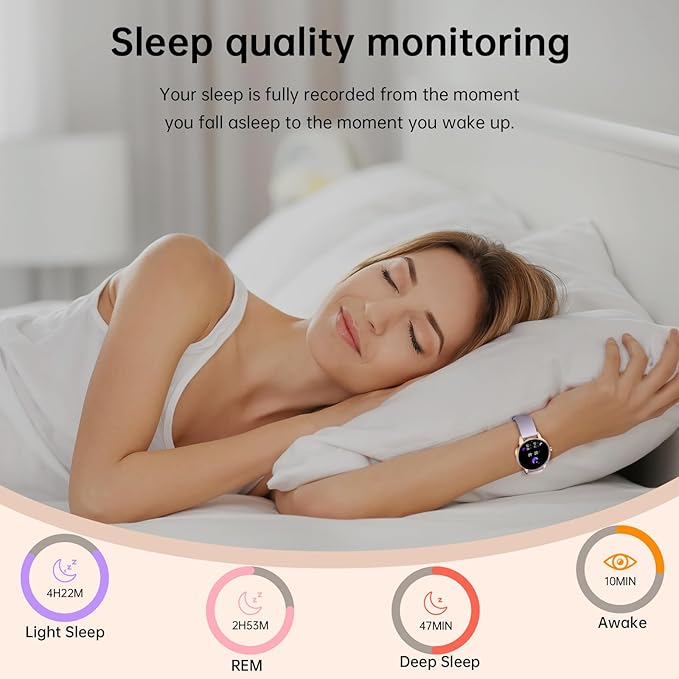 Smart Watch for Women(Answer/Make Calls), 1.27" HD Screen Fitness Tracker with Heart Rate/Sleep Monitor, 130+ Sport Modes IP68 Waterproof Activity Tracking, Smartwatch for Android Phones iPhone