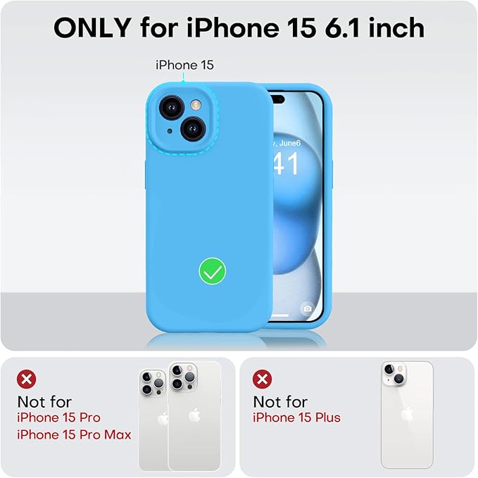 Vooii Compatible with iPhone 15 Case, Upgrade Defender Liquid Silicone, [Enhanced Camera Protection] [Soft Anti-Scratch Microfiber Lining] Shockproof Phone Case for iPhone 15 6.1 inch - Blue