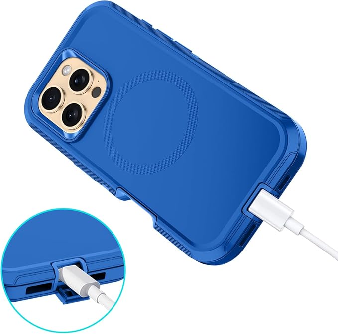 for iPhone 16 Pro Case [Compatible with MagSafe] Shockproof 3-Layer Full Body Protection [Without Screen Protector] Rugged Heavy Duty Cover Case for Apple iPhone 16 Pro 6.3",Sea Blue
