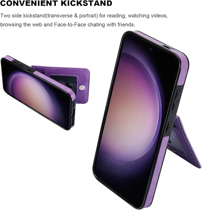 KIHUWEY for Samsung Galaxy S24 Case Wallet with Credit Card Holder, Flip Premium Leather Magnetic Clasp Kickstand Heavy Duty Protective Cover for Samsung Galaxy S24 6.2" (Purple)