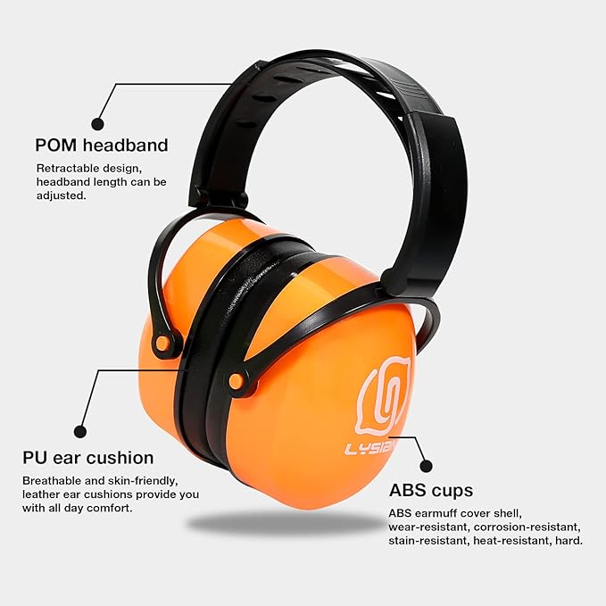 LYSIAN Foldable Noise Reduction Earmuffs, Hearing Protection Safety Ear Muffs for Shooting, Workshop,Loud Security Events