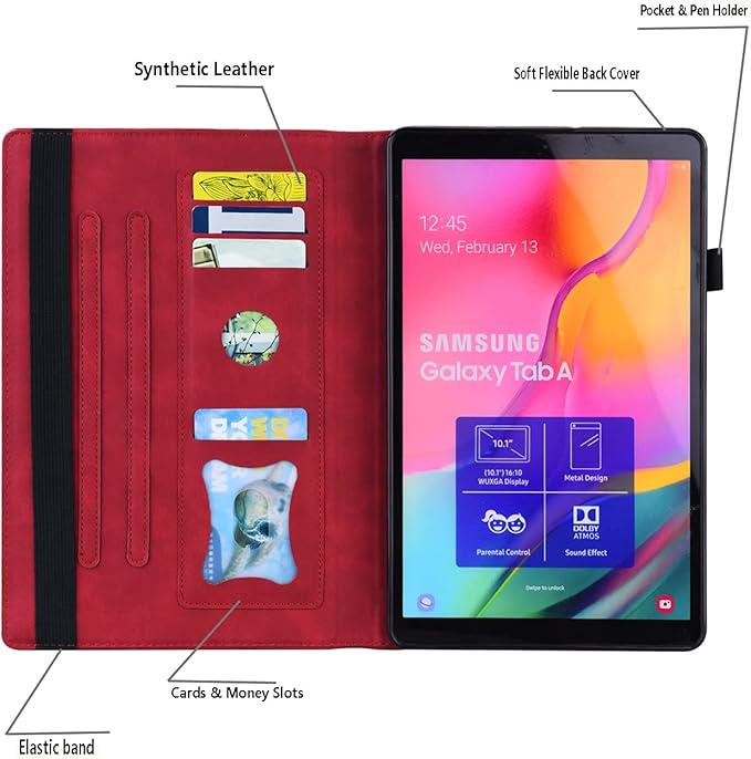 Lenovo Tab M8 Gen 3 2022 / Smart Tab M8 Gen 3 2022 / Lenovo Tab M8 / Tab M8 HD LTE/Smart Tab M8 / Tab M8 FHD Case 8.0 Inch Folio Stand Shell Cover Leather Card Holder Lenovo M8,Red