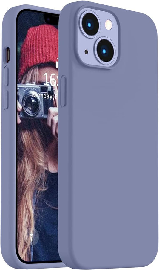 Vooii Compatible with iPhone 14 Case,[Silky Touch Premium Liquid Silicone] [Soft Anti-Scratch Microfiber Lining], Ultra Slim Shockproof Protective Case for iPhone 14 - Lavander Grey