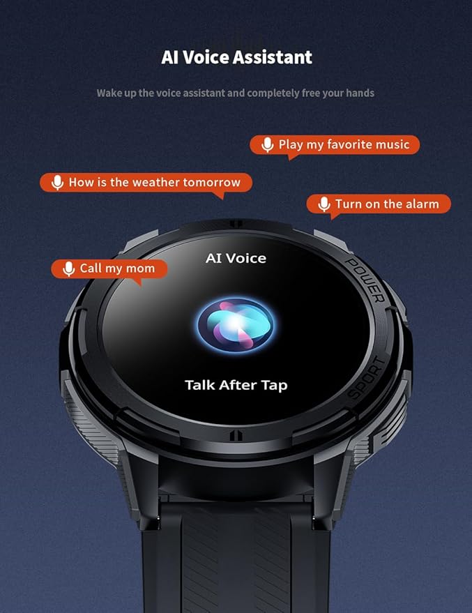 Military-Style Smartwatch for Men,5ATM Waterproof, 1.43" AMOLED HD Display, 123+ Sport Modes, 24/7 Health Monitoring, Answer/Make Calls, for iOS/Android (Black)