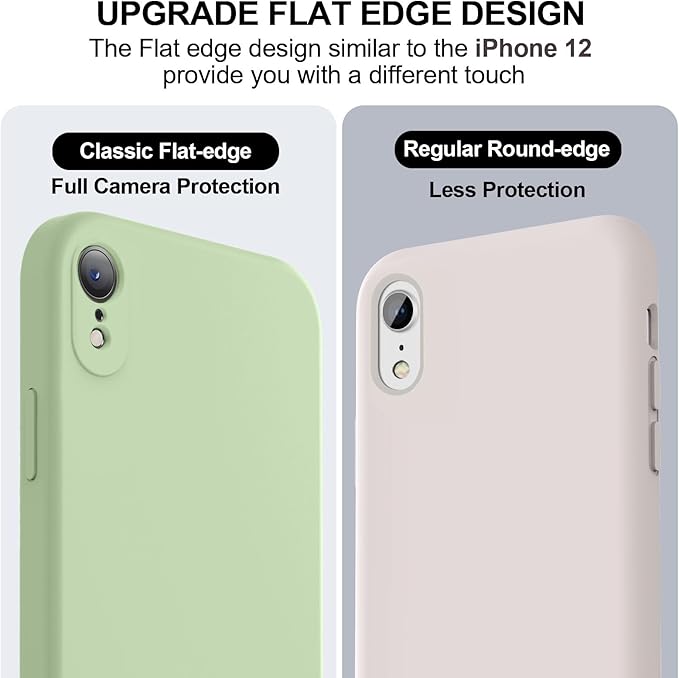 Vooii Compatible with iPhone XR Case, Upgraded Liquid Silicone with [Flat Edges] [Camera Protection] [Soft Anti-Scratch Microfiber Lining] Phone Case for iPhone 10 XR 6.1 inch - Matcha