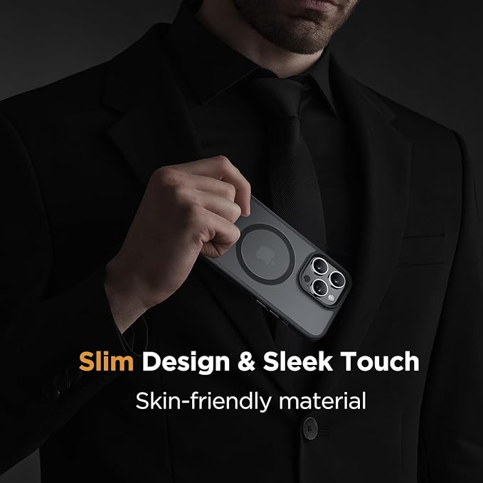 Miracase Magnetic for iPhone 14 Pro Case 6.1 inch (Compatible with MagSafe)（with 2X Screen Protectors） Military-Grade Protection, Anti-Fingerprint Translucent Matte Phone Case Cover, Black