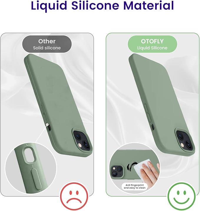 OTOFLY Designed for iPhone 14 Case, Silicone Shockproof Slim Thin Phone Case for iPhone 14 6.1 inch (Calke Green)