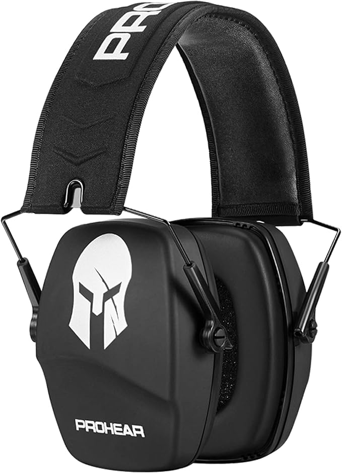 PROHEAR 016 Ear Protection Safety Earmuffs for Shooting, NRR 26dB Noise Reduction Slim Passive Hearing Protector with Low-Profile Earcups, Compact Foldable Headset for Gun Range, Hunting (Sparta)