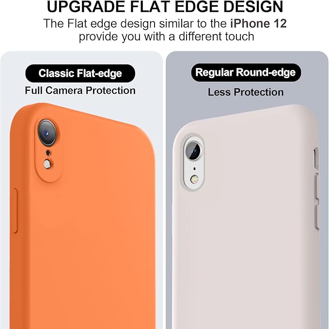 Vooii Compatible with iPhone XR Case, Upgraded Liquid Silicone with [Flat Edges] [Camera Protection] [Soft Anti-Scratch Microfiber Lining] Phone Case for iPhone 10 XR 6.1 inch - Bright Orange
