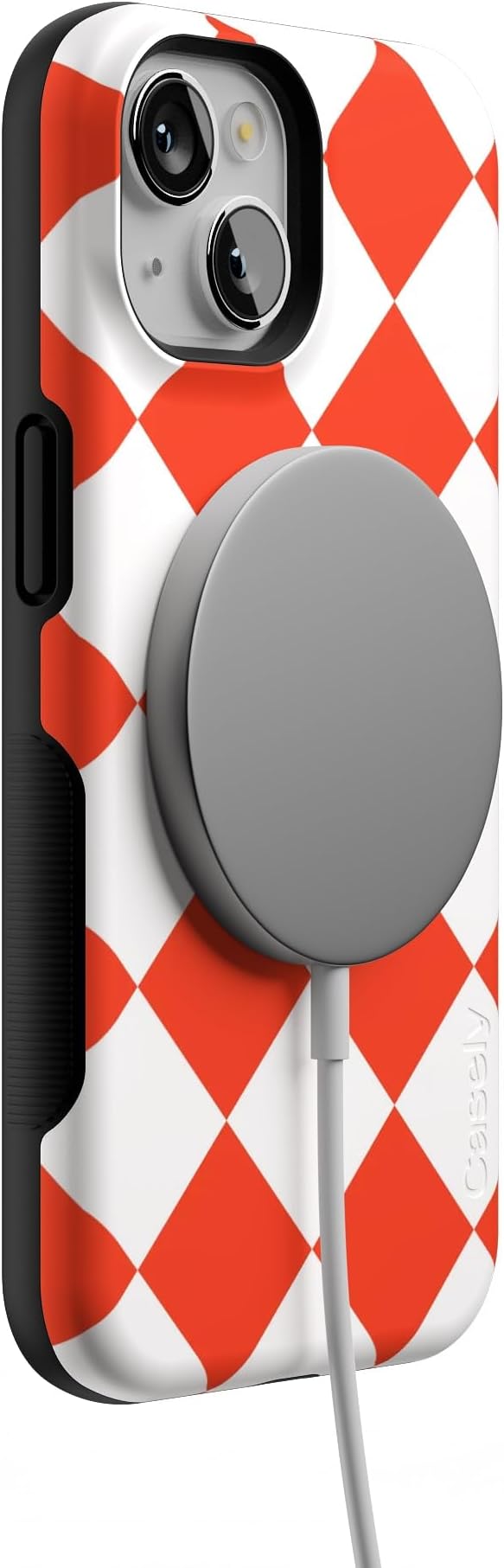 Casely iPhone 14 Case | Red Checkerboard | High Contrast Design | Compatible with MagSafe | Bold Protective Design