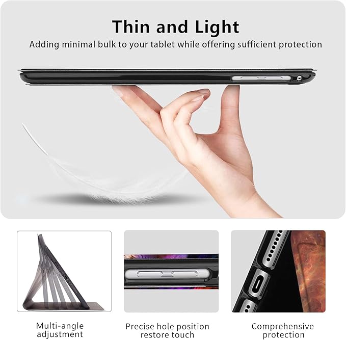 Slim Case for Samsung Galaxy Tab S10 FE / S9 FE 5G 10.9" & Tab S9 11", PU Leather Protective Cover, Multi-Angle Stand, Auto Sleep/Wake, Wolf