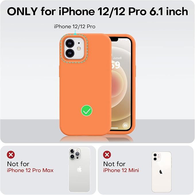 Vooii Compatible with iPhone 12 Case/iPhone 12 Pro Case, Liquid Silicone Upgrade [Soft Anti-Scratch Microfiber Lining] [Shockproof Drop Protection] Phone Case 6.1 inch - Bright Orange