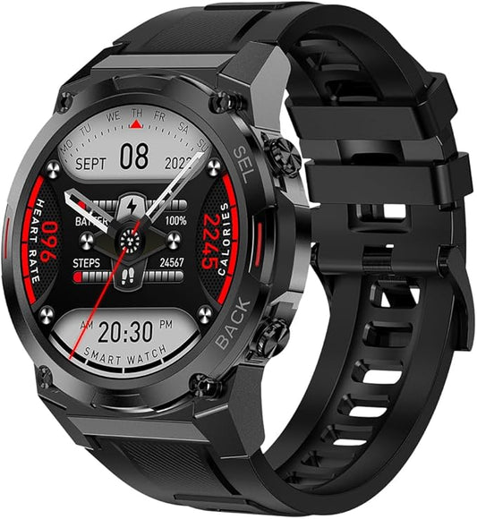 Men's Smartwatch Fitness Watch Outdoor Watch NFC Bluetooth Call Health Monitoring Heart Rate Oximetry 1.43 AMOLED Normal Bright Screen (Black)