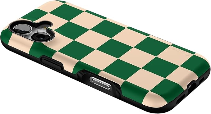 Casely iPhone 17 Case | Fit Check | Green Checkerboard | Bold Protective Design | Compatible with MagSafe