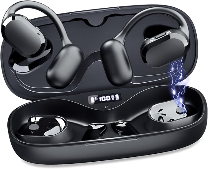 Open Ear Headphones Over Ear Buds, IP67 Waterproof True Wiress Earbuds with Dual DSP Noise Cancelling Mic for Work Sports, Advanced Bluetooth V5.4